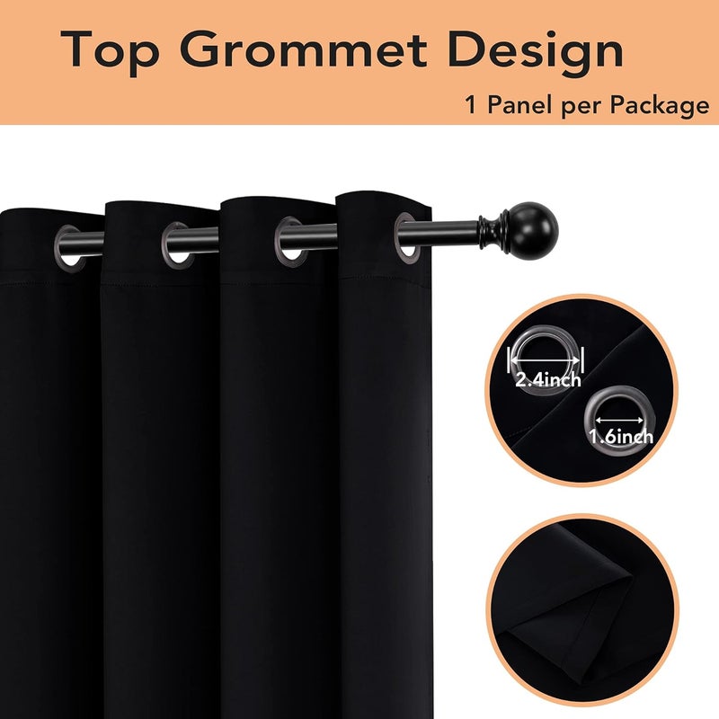 BONZER Room Divider Curtain Grommet Thermal Insulated Wide Blackout Curtains for Bedroom Living Room, 108L x 70W Inch (9L x 5.8W ft), 1 Panel, Black - Image 3