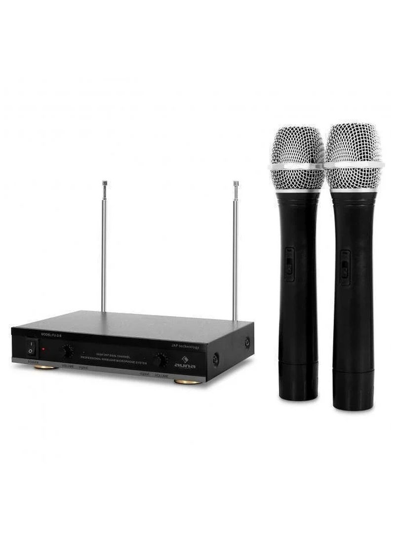 Generic - Auna Wireless Microphone System 2 Mics VHF Black - Image 1