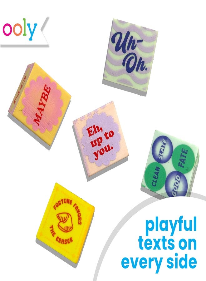Ooly Feeling Lucky Erasers, Set of 5 Fun Dice-Shaped Erasers with Fun Messages, 1 Inch Each, Unique School Supplies for Kids, Classroom, and Desk Organization - Image 2