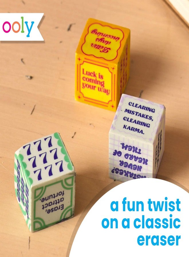 Ooly Feeling Lucky Erasers, Set of 5 Fun Dice-Shaped Erasers with Fun Messages, 1 Inch Each, Unique School Supplies for Kids, Classroom, and Desk Organization - Image 3