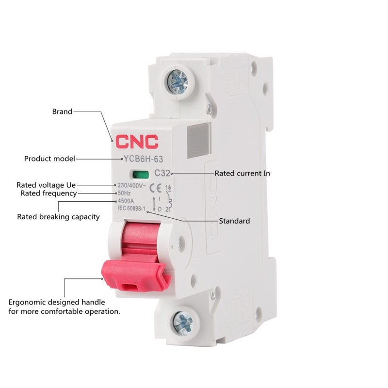 1P 50A Miniature Circuit Breaker MCB 6A 10A 16A 20A 25A 32A Din Rail Mount - Image 3