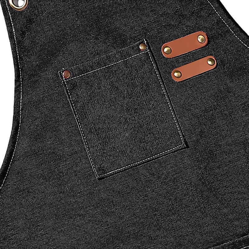 AFUN Chef Aprons for Men Women with Large Pockets, Cotton Canvas Cross Back Heavy Duty Adjustable Work Apron, Size M to XXL (Black) - Image 4