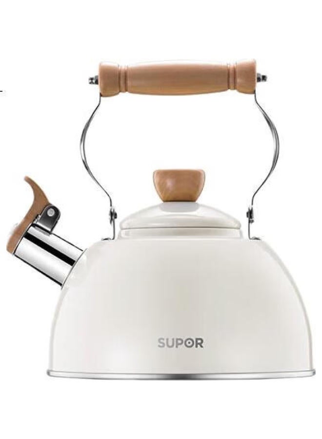 SUPOR Yumei Series Whistling Stainless Steel Kettle With Composite Bottom For Gas Stove, 2.5L White, Es25Ts01-W - Image 2