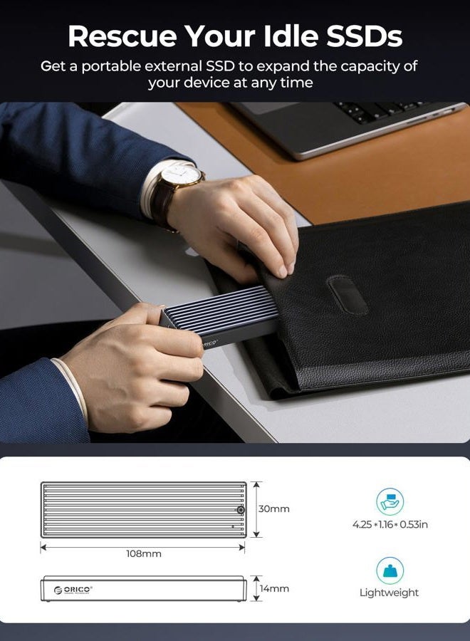 ORICO M.2 NVMe SSD Enclosure, USB 3.1 Gen 2 (10 Gbps) PCIe External Adapter NVMe Case for 2230/2242/2260/2280 M.2 SSD up to 8TB, UASP Supported - M2PV - Image 5