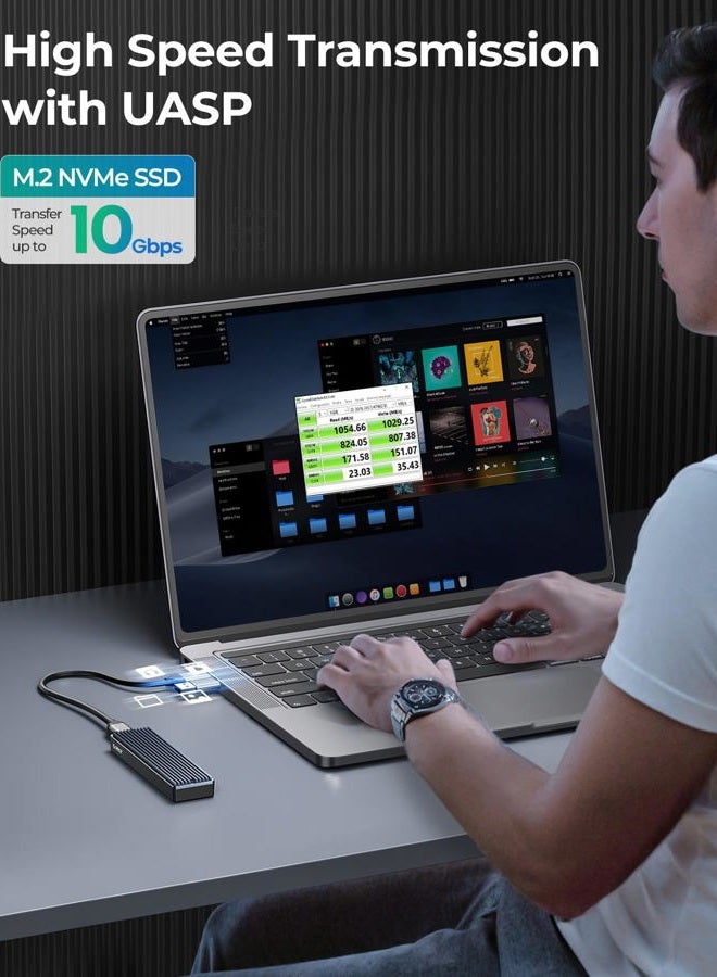 ORICO M.2 NVMe SSD Enclosure, USB 3.1 Gen 2 (10 Gbps) PCIe External Adapter NVMe Case for 2230/2242/2260/2280 M.2 SSD up to 8TB, UASP Supported - M2PV - Image 2