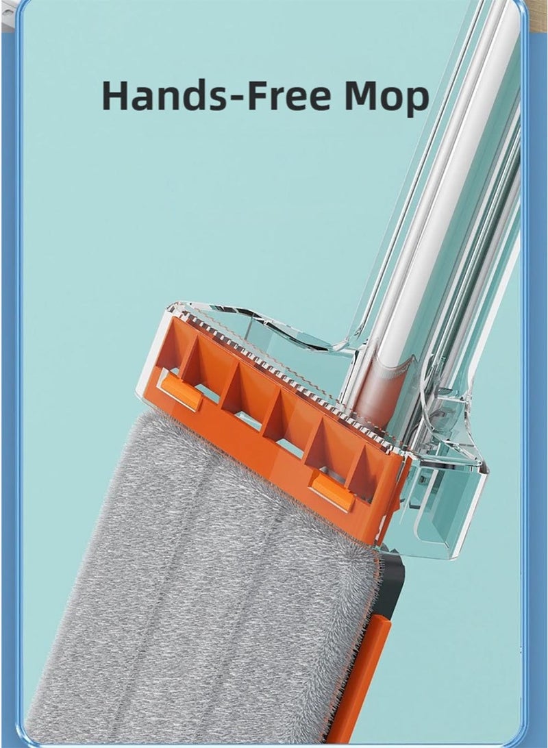 ZEPONOVA Large Flat Mop, Hand-free Cleaning Mop with dewatering scraper, 360° Rotation & Hair Removal - Dry/Wet Dual Use for all kinds of floors, Space-Saving Design, with 2 Pads - Image 2