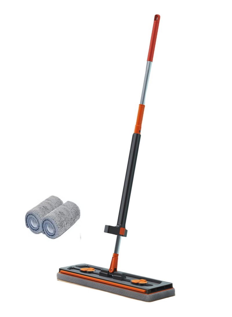 ZEPONOVA Large Flat Mop, Hand-free Cleaning Mop with dewatering scraper, 360° Rotation & Hair Removal - Dry/Wet Dual Use for all kinds of floors, Space-Saving Design, with 2 Pads - Image 1