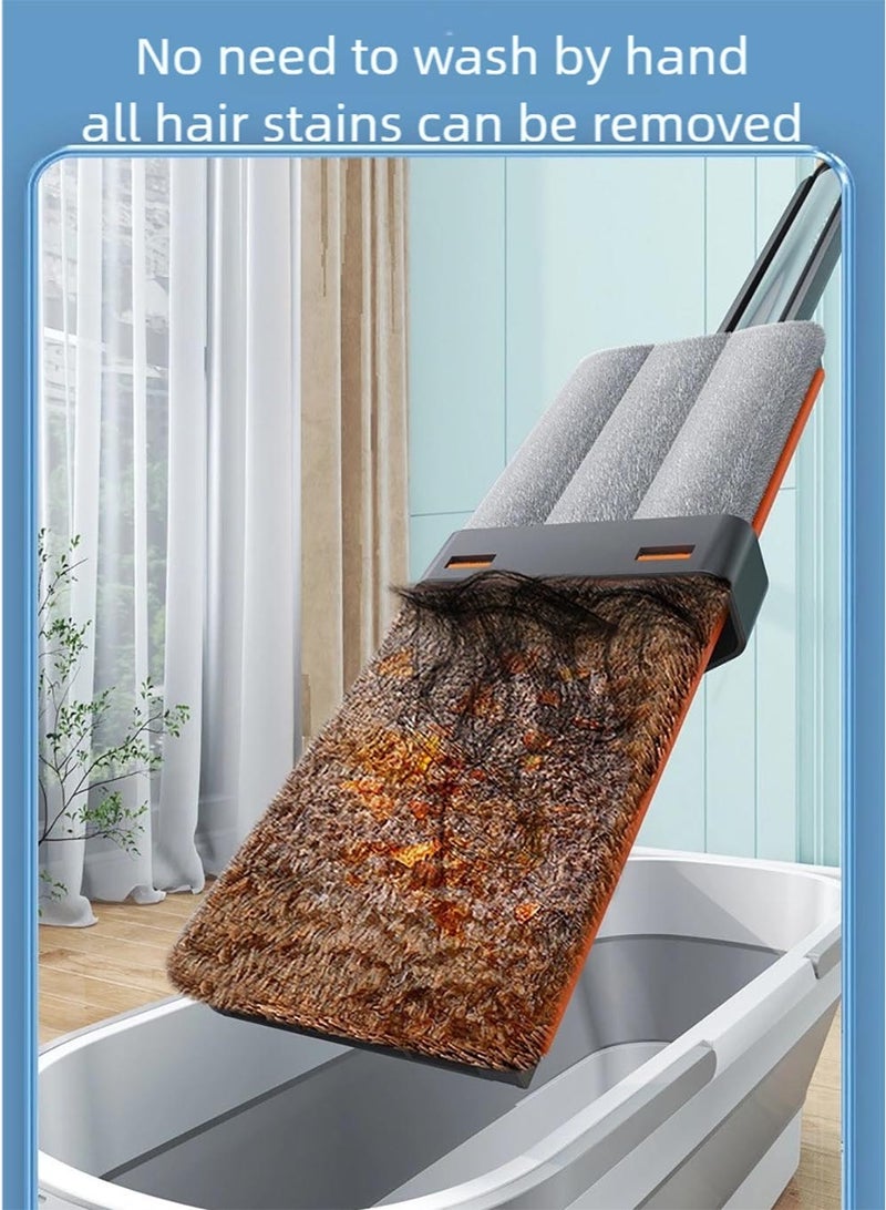 ZEPONOVA Large Flat Mop, Hand-free Cleaning Mop with dewatering scraper, 360° Rotation & Hair Removal - Dry/Wet Dual Use for all kinds of floors, Space-Saving Design, with 2 Pads - Image 4