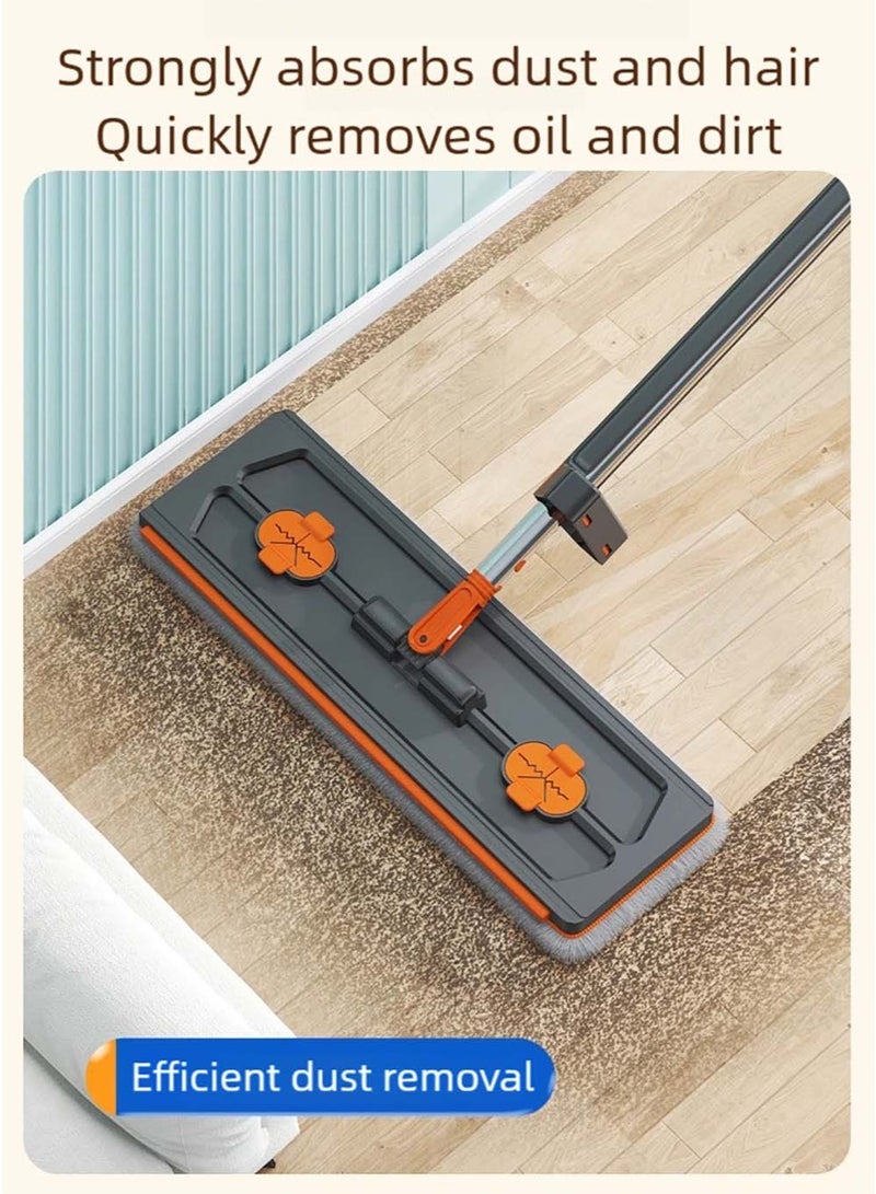 ZEPONOVA Large Flat Mop, Hand-free Cleaning Mop with dewatering scraper, 360° Rotation & Hair Removal - Dry/Wet Dual Use for all kinds of floors, Space-Saving Design, with 2 Pads - Image 5