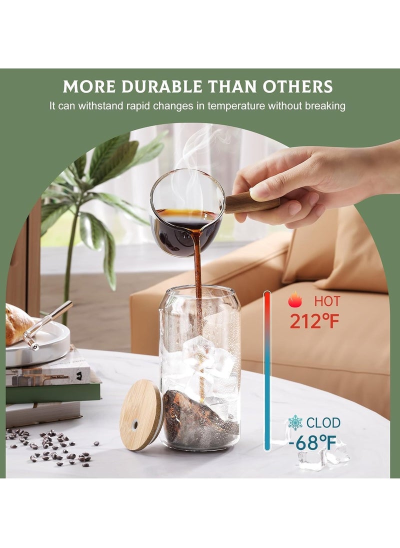 TYCOM Drinking Glasses with Bamboo Lids and Glass Straw, 500ml Beer Can Shaped Glass Cups, Tumbler Cup Ideal For Beer, Tea, Soda, Iced Coffee (2pc, 500ml)  - Image 4