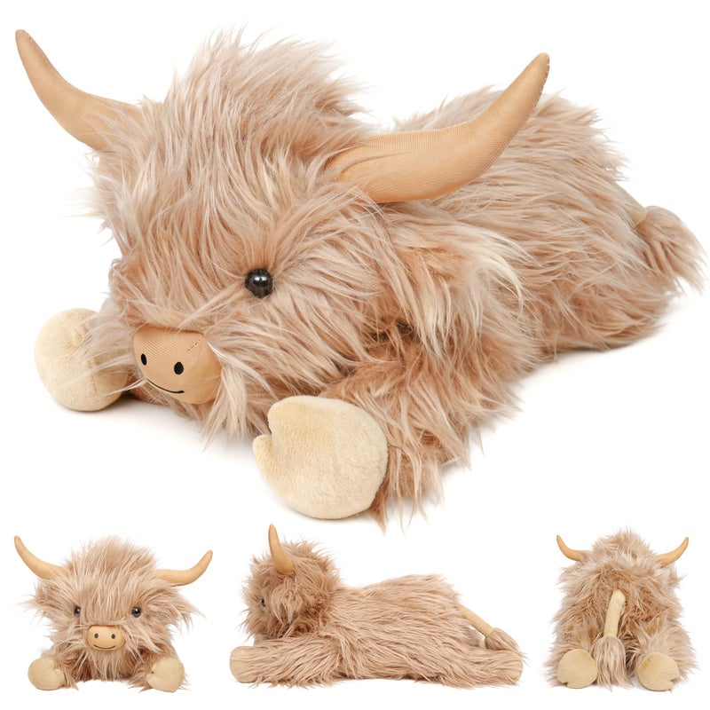 JellyMallow Highland Cow Weighted Stuffed Animals 5lbs 22in Cute Weighted Plush Highland Cow Stuffed Animal Cattle Plushies Ideal Gifts for Kids and Adults - Image 3