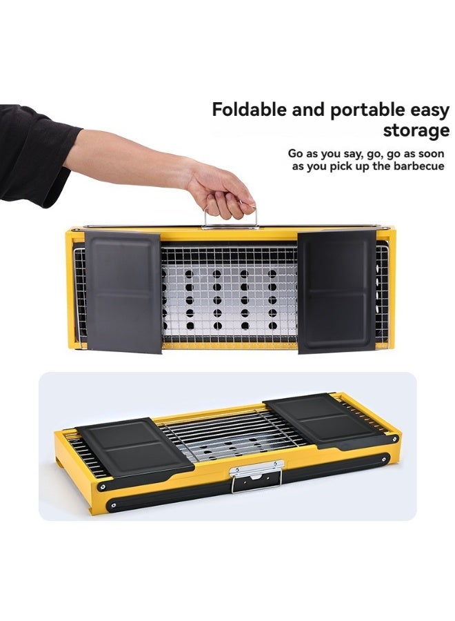 والالا شواية فحم صغيرة الحجم من الفولاذ المقاوم للصدأ قابلة للطي - مثالية للطهي في الهواء الطلق والتخييم والنزهات | تصميم محمول على الطاولة مع حقيبة حمل - Image 3