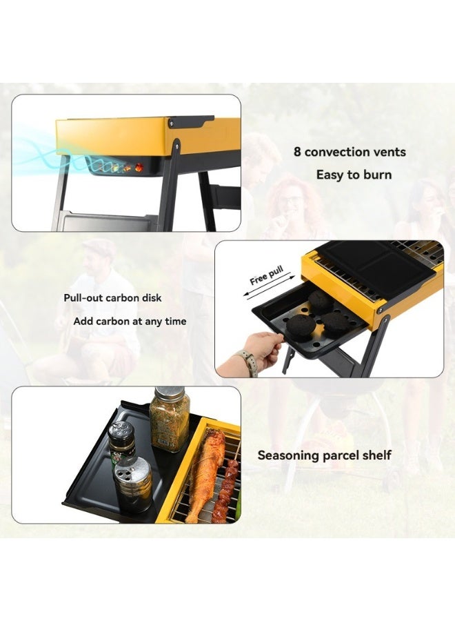 والالا شواية فحم صغيرة الحجم من الفولاذ المقاوم للصدأ قابلة للطي - مثالية للطهي في الهواء الطلق والتخييم والنزهات | تصميم محمول على الطاولة مع حقيبة حمل - Image 4