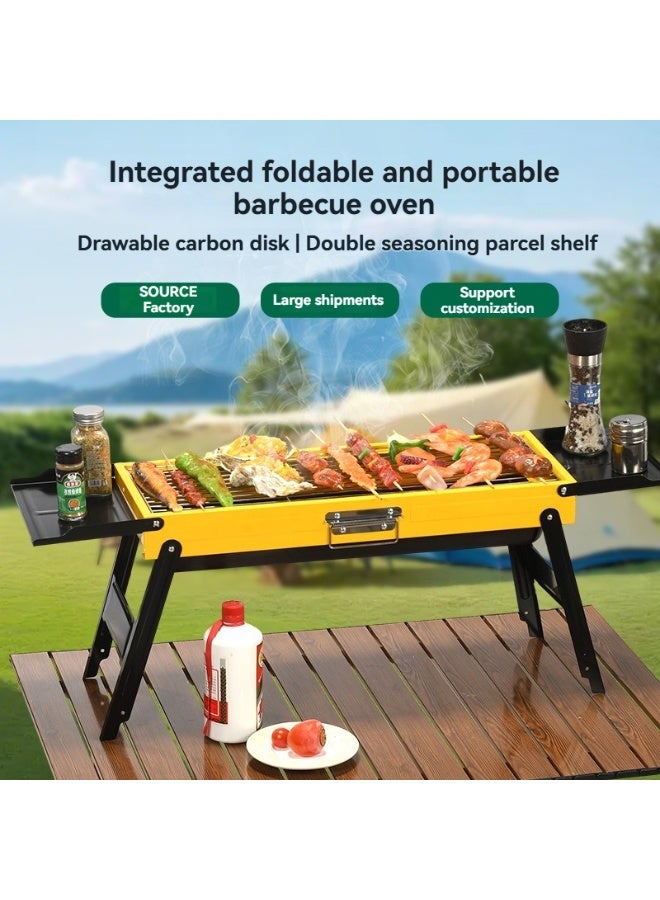 والالا شواية فحم صغيرة الحجم من الفولاذ المقاوم للصدأ قابلة للطي - مثالية للطهي في الهواء الطلق والتخييم والنزهات | تصميم محمول على الطاولة مع حقيبة حمل - Image 1