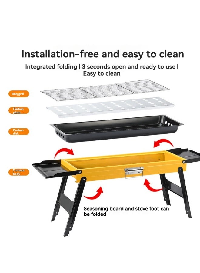 والالا شواية فحم صغيرة الحجم من الفولاذ المقاوم للصدأ قابلة للطي - مثالية للطهي في الهواء الطلق والتخييم والنزهات | تصميم محمول على الطاولة مع حقيبة حمل - Image 2