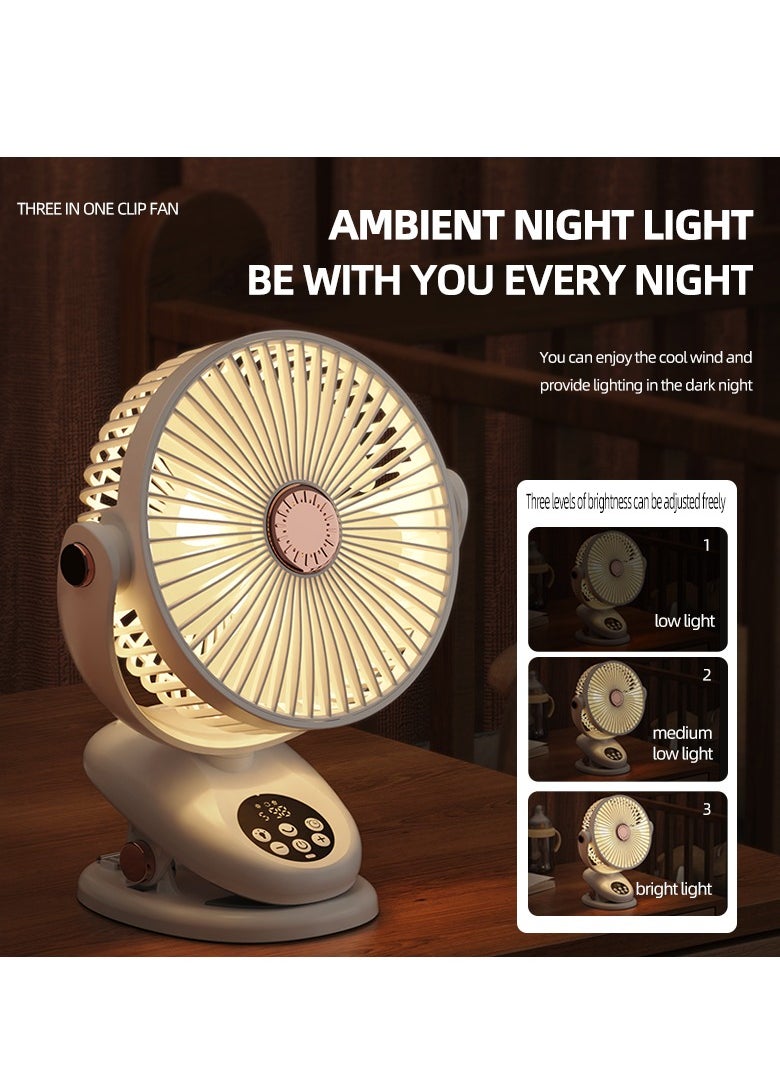 Generic Mini Fan Small, Clip Fan, Table Fan, USB Fan 5 Speeds and Strong Airflow | 3-speed Adjustable Light | Aroma Diffuser Pad Slot for Baby Stroller, Outdoor Camping, Desktop, Bedroom, Living Room, Office(F2)  - Image 5