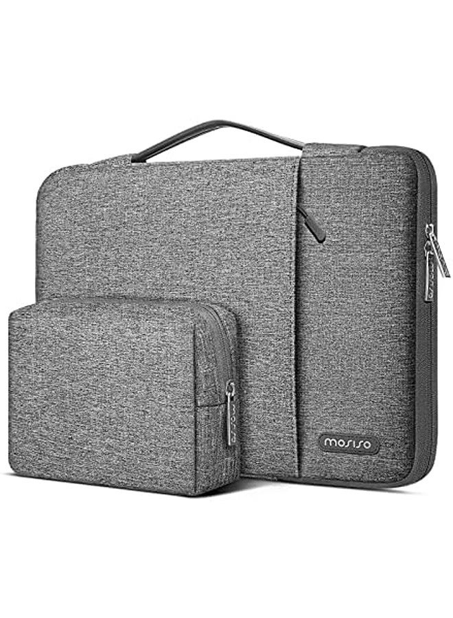 13–13.3 Inch 360 Protective Vertical Sleeve | Laptop Bag with Small Case & Trolley Belt – Gray
