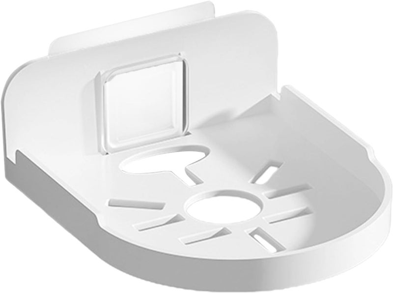 Wall Mount Shelf for Monitor Bracket, White Round No-Drill Adhesive Mini Shelf for Bathroom Storage, Space-Saving Wall Organizer for Small Items - Image 1