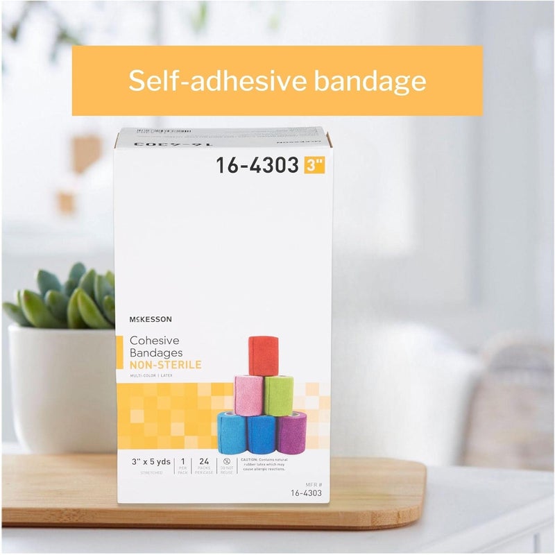 McKesson Elastic Cohesive Bandage MultiColor NonSterile 3 in x 5 yds 1 Count 24 Packs 24 Total - Image 5