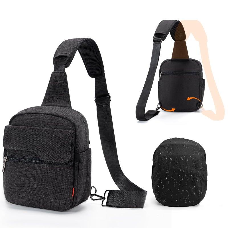 Cwatcun Camera Sling Bag Compact Small Camera Case, Waterproof Canvas Crossbody Camera Bag with Rain Cover, Travel Photography Bag for Canon, Nikon, Sony, Fuji DSLR/SLR/Mirrorless Cameras, Lens - Image 1