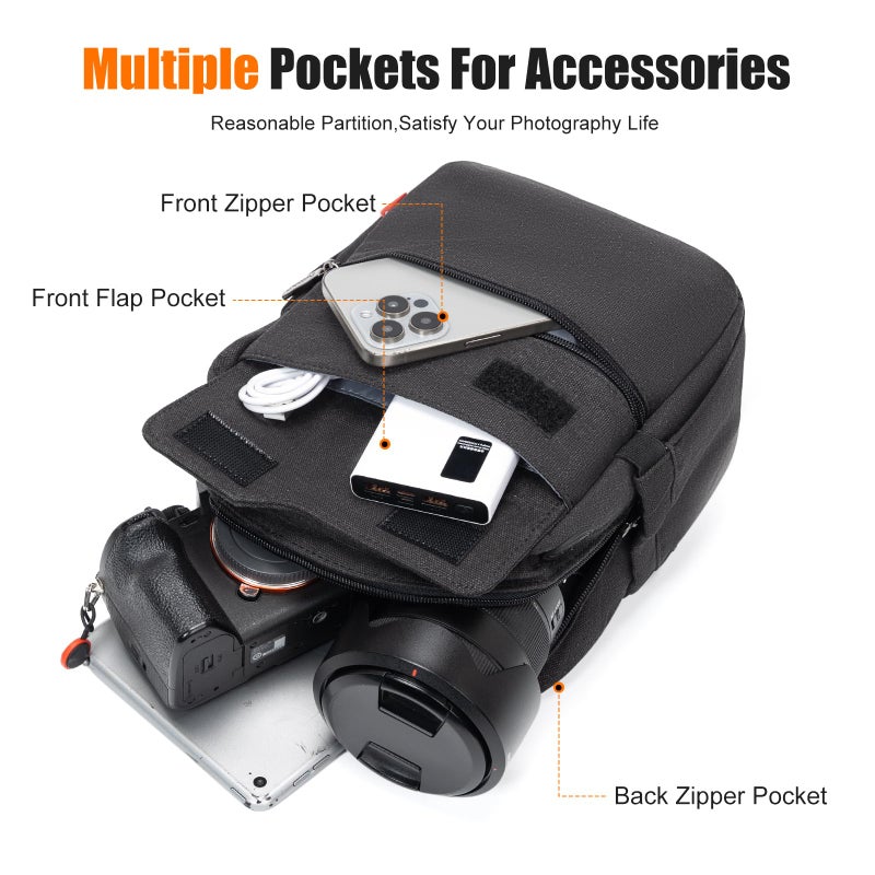 Cwatcun Camera Sling Bag Compact Small Camera Case, Waterproof Canvas Crossbody Camera Bag with Rain Cover, Travel Photography Bag for Canon, Nikon, Sony, Fuji DSLR/SLR/Mirrorless Cameras, Lens - Image 5