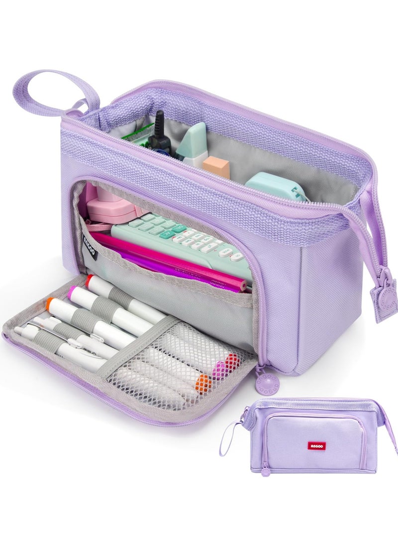 AUTOYSUR Pencil Case Large Capacity Pencil Pouch Handheld Pen Bag Cosmetic Gift for Office School Teen Girl Boy Men Women Adult (Purple)  - Image 1