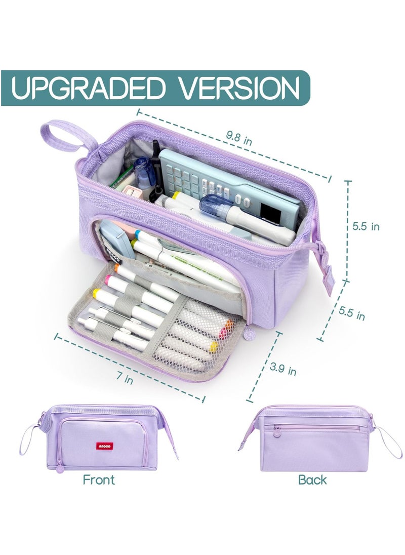 AUTOYSUR Pencil Case Large Capacity Pencil Pouch Handheld Pen Bag Cosmetic Gift for Office School Teen Girl Boy Men Women Adult (Purple)  - Image 4