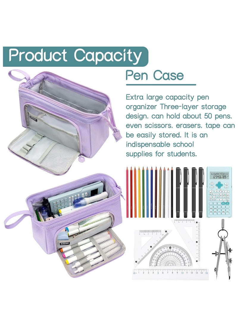 AUTOYSUR Pencil Case Large Capacity Pencil Pouch Handheld Pen Bag Cosmetic Gift for Office School Teen Girl Boy Men Women Adult (Purple)  - Image 5