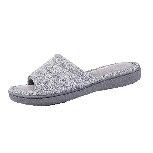 isotoner Women's Indoor/Outdoor Slip-on Space Knit Andrea Slide Slippers , Ash, 7-8 - Image 1