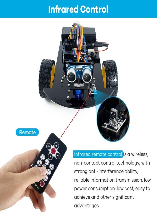 LAFVIN 2WD Smart Robot Car Kit with R3 Board, Ultrasonic Sensor, L298N Motor Driver, IR Remote Control, Obstacle Avoidance STEM Educational DIY Kit for Beginners - Image 2