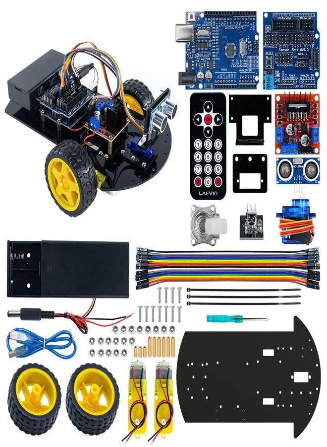 LAFVIN 2WD Smart Robot Car Kit with R3 Board, Ultrasonic Sensor, L298N Motor Driver, IR Remote Control, Obstacle Avoidance STEM Educational DIY Kit for Beginners - Image 1