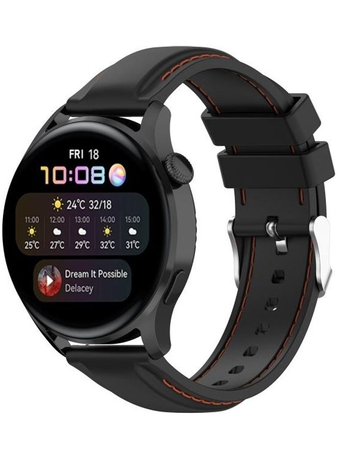 NIBEMINENT Silicone Replacement Strap Watchband For Huawei Watch 3 / Pro 22mm Black - Image 4