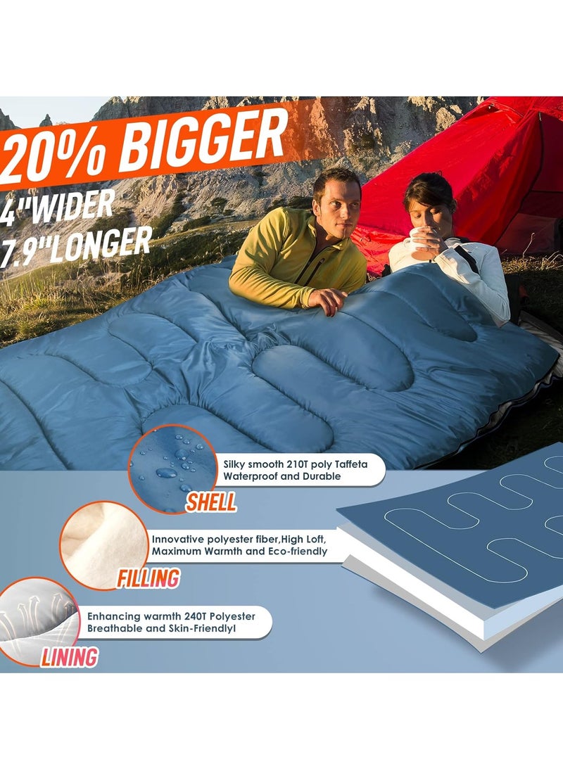 Double Sleeping Bag for Adults Mens with Pillow, XL Queen Size Two Person Sleeping Bag for All Season Camping Hiking Backpacking 2 Person Sleeping Bags for Cold Weather & Warm - pzsku/ZE80B7CE35D9F92C4B09BZ/45/_/1723549049/08326466-eedd-455a-b4b2-9ec0ec187912