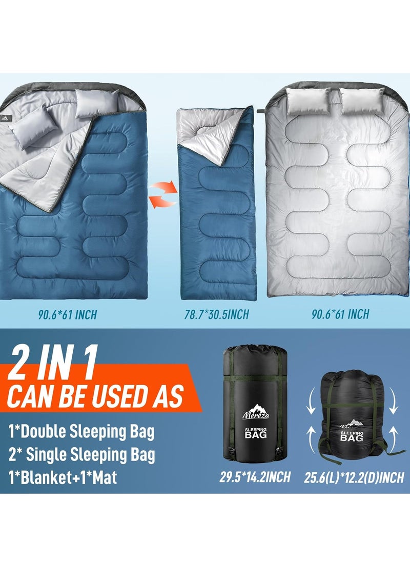 Double Sleeping Bag for Adults Mens with Pillow, XL Queen Size Two Person Sleeping Bag for All Season Camping Hiking Backpacking 2 Person Sleeping Bags for Cold Weather & Warm - pzsku/ZE80B7CE35D9F92C4B09BZ/45/_/1723549059/8ac4003e-4bbe-4d7f-b565-3ffaafb02ac6