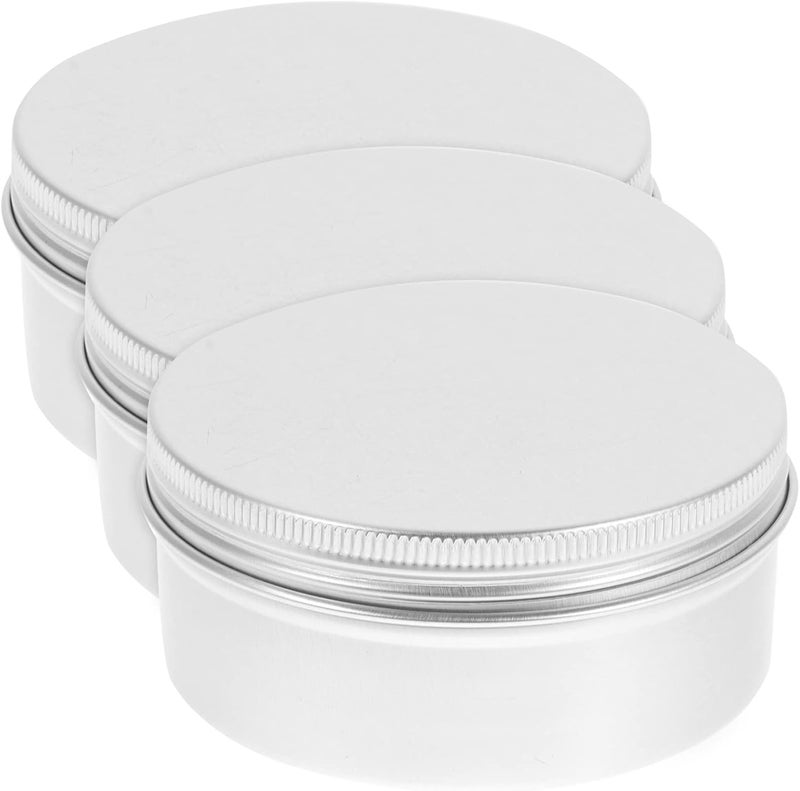 klarako 3Pcs Metal Tin Cans 100ml Round Empty Containers Soap Dish Dust- proof Soap Holders Box with Lid for Shower Bar Soap Tea Candy Silver - Image 1