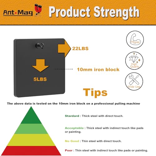 Ant Mag Black Magnetic Hooks Heavy Duty with Snap 22lbs Strong Magnet Hooks Great Hanging for Refrigerator, Cruise Cabin, Grill, Wreath,Kitchen,Office 8 Pack - Image 3