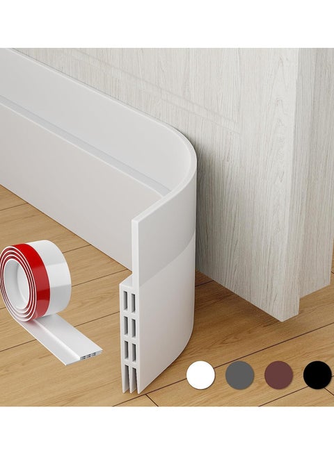 شريط مانع تسرب للباب، مانع تسرب للباب من SYKON، عازل للعوامل الجوية، مانع تيارات هوائية أسفل الباب، مانع لفجوات الباب، عازل للباب، مانع تيارات هوائية أسفل الباب، عازل للصوت والرياح، طول 39 بوصة × عرض 2 بوصة (أبيض)