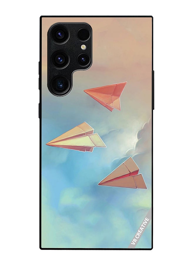 Protective Case Cover For Samsung Galaxy S25 Ultra Paper Plane Design Multicolour