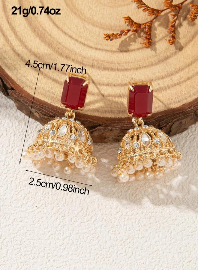 Take Two Take Two Gold Tone Jhumka Earrings with Ruby Accent