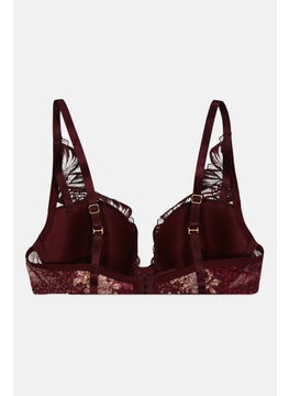 TRIUMPH Women Textured Padded Underwired Bra, Dark Maroon  - Image 2