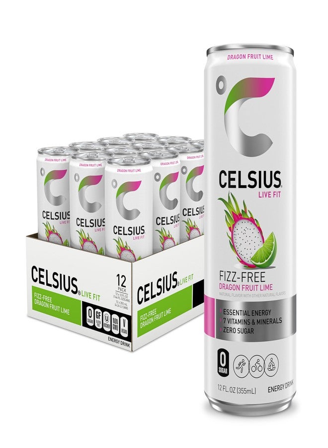 CELSIUS Fizz Free Dragon Fruit Lime, Sugar Free Energy Drink, 12 Fl Oz (Pack of 12) - Image 1
