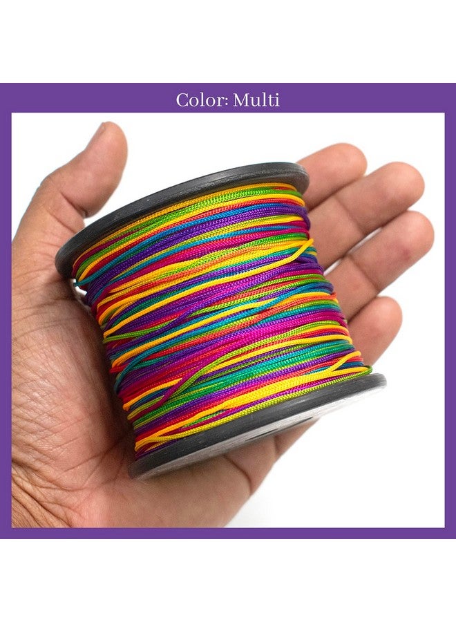 Embroiderymaterial 1 MM Thick Multicolor Nylon Thread/Dori for Jewellery Making, Bracelet Making, Craft, Sewing, Crochet, Macrame, Rakhi, (1Roll, 105 Meters) (Multicolor) - Image 5
