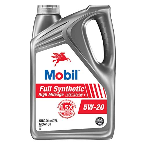 Mobil Full Synthetic High Mileage Motor Oil 5W-20, 5 Quart - Image 1