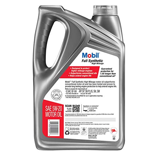 Mobil Full Synthetic High Mileage Motor Oil 5W-20, 5 Quart - Image 2