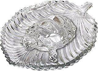 Kosh VastuFengshui Large Size Crystal Tortoise with Leaf Plate Beautiful Feng Shui with Good LuckGlass Turtle Tortoise with Leaf Plate Home Decor Tortoise with Leaf Plate - Image 1