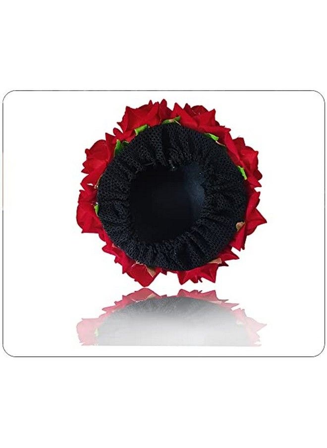 Hair Flare - Women Attractive Artificial Rounded Rose Flower With Lily Wedding Hair Accessories;Hair Pins;Juda Pins for Women and Girls 2295 Red - Image 1