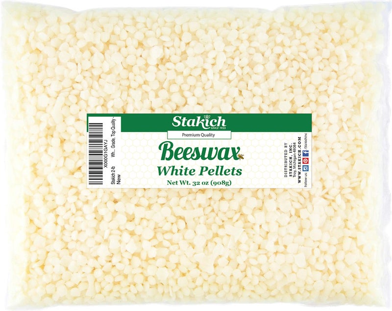 Stakich 2lb Pure White Beeswax Pellets Cosmetic Grade