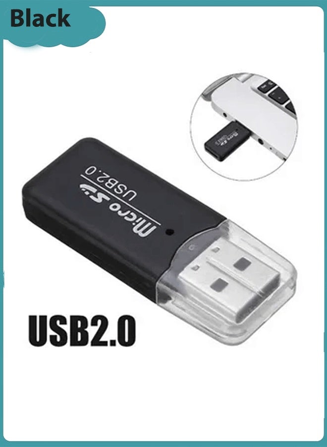 XiuWoo USB 2.0 Micro SD TF Card Reader T-High Speed Portable Flash Micro SD Card Reader SDXC TF USB 2.0 T-Flash MicroSD TransFlash Memory Card Reader Adapter Writer Mini Ice Cool for Android Phone Camera PDA MP3 MP4 PC Mac Tablet TV Box  Black - Image 1