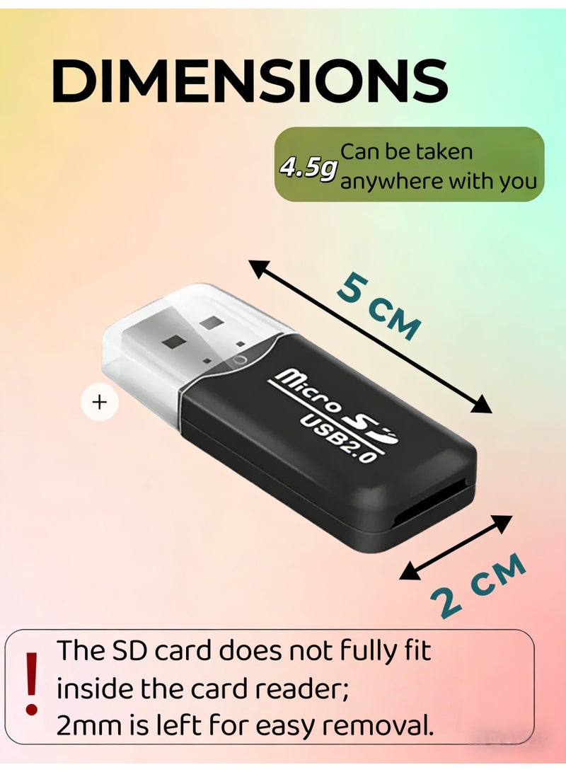 XiuWoo Card Reader,USB 2.0 Micro SD TF Card Reader,T-High Speed Portable Flash,Micro SD Card Reader, 2-in-1 SD Card Reader to USB Adapter, Memory Card Reader,for TF Micro SD SD,for Windows 7 Laptop(Black) - Image 2