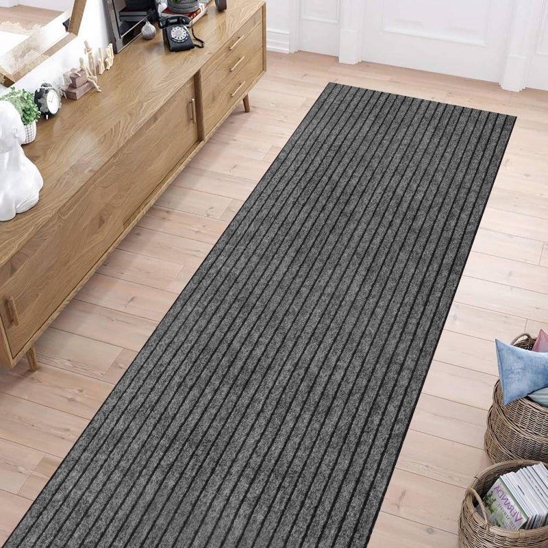 PENFHF Runner Rug 2 ft x6 ft, Outdoor/Indoor Rug with Rubber Backing Non Slip for Hallway, Kitchen, Patio, Laundry, RV, Entryway, Garage, Bathroom, Area Rug Carpet, Grey Strip, Customizablees - Image 2